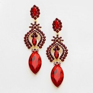 Red Crystal Evening Earrings